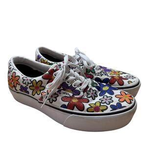 Vans Era Platform Glitter Daisies Rainbow True White Size 9 Women's Whimsical
